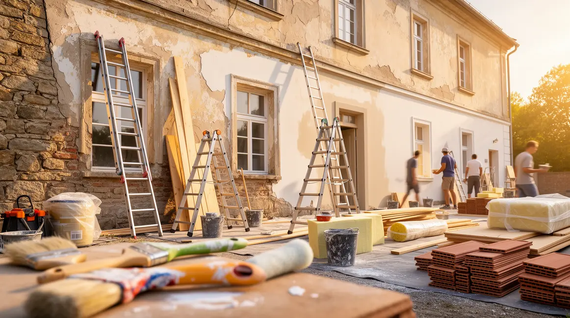 achat immobilier avec travaux : guide pratique pour bien commencer en petit budget 2 maison ancienne en renovation avec outils texte achat immobilier avec travaux