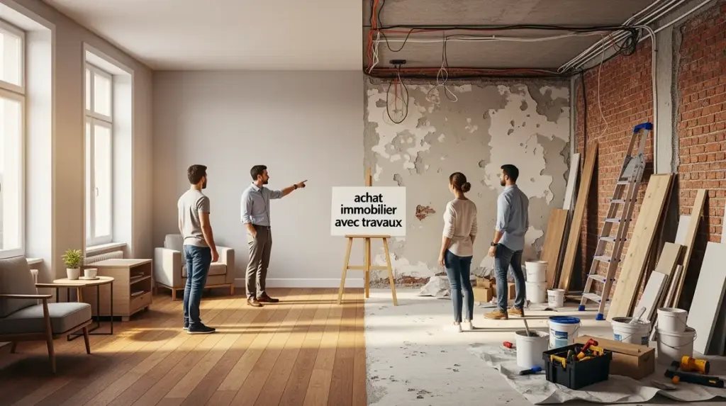 Plan appartement partiellement rénové achat immobilier avec travaux