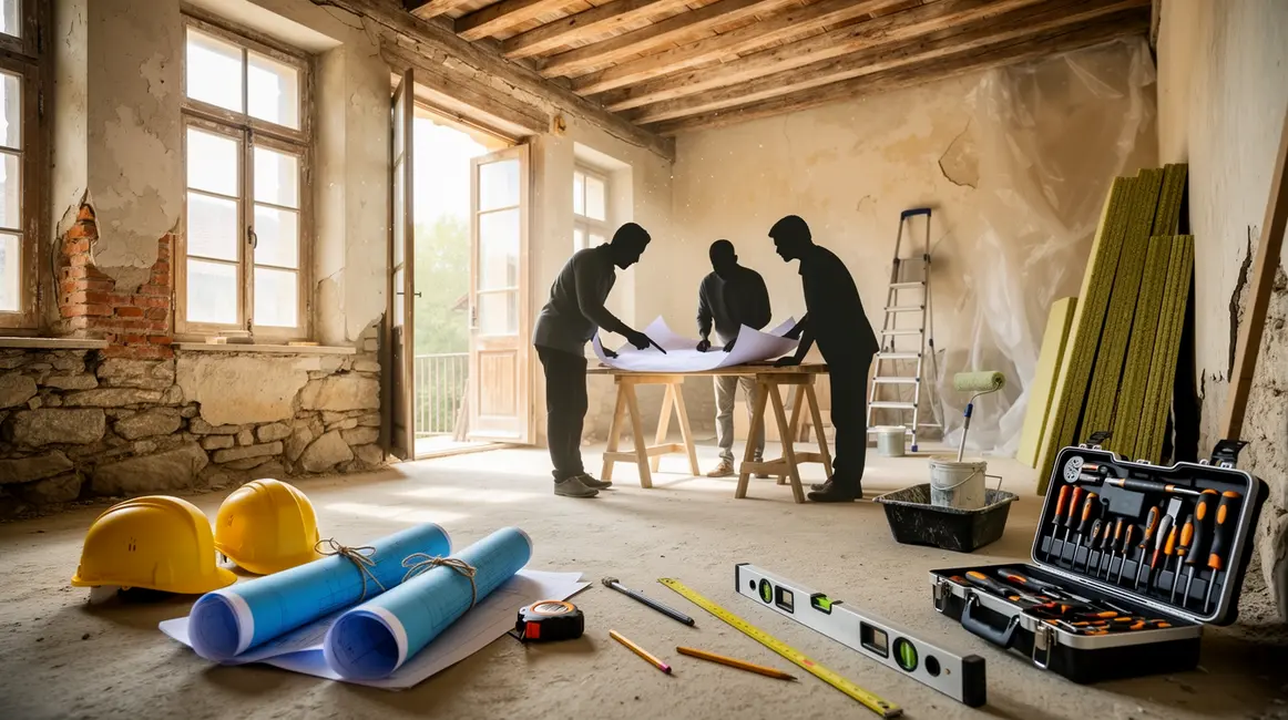 Vue réaliste maison travaux achat immobilier