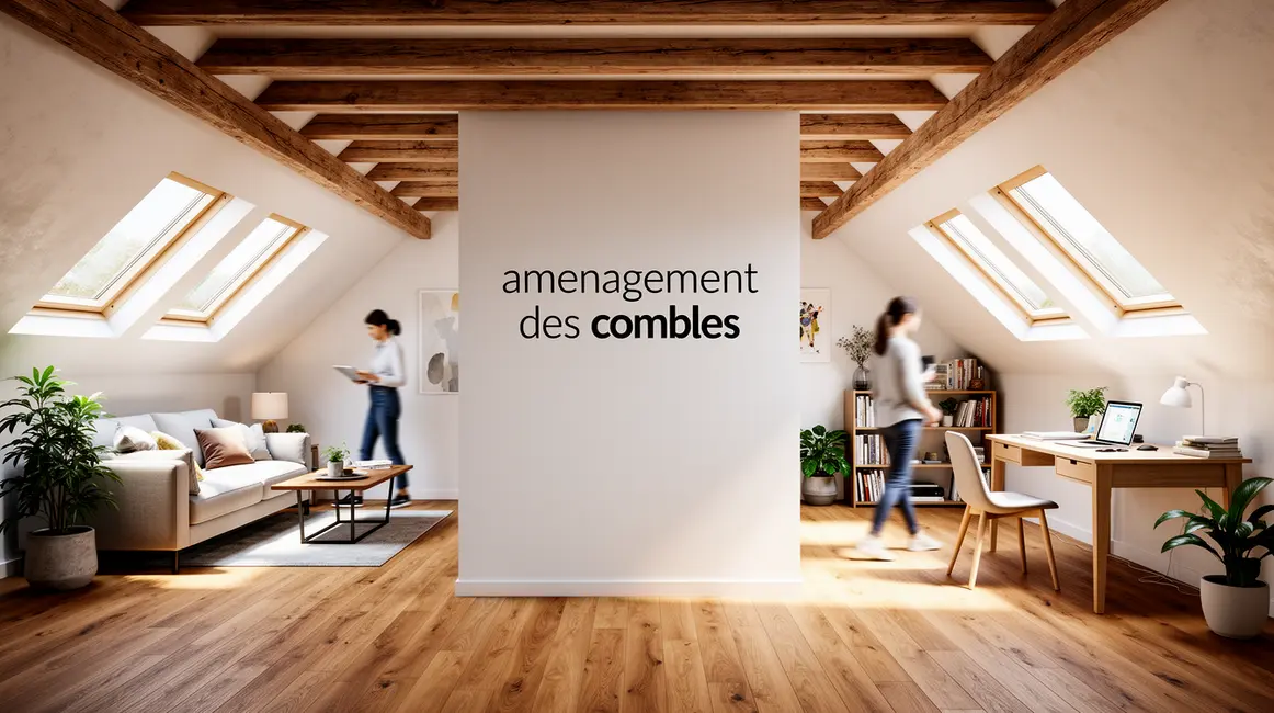 Vue amenagement combles sous toit lumineux