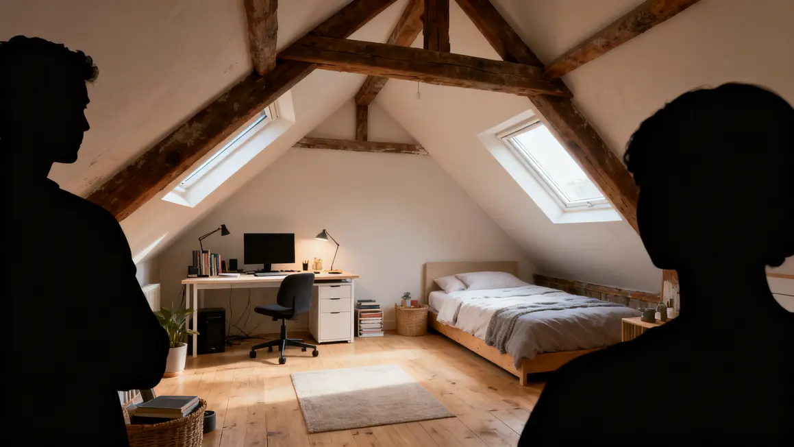 combles transformés en bureau chambre lumineux
