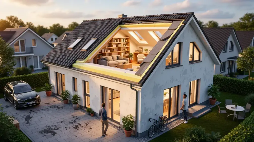 Vue maison moderne combles aménagés