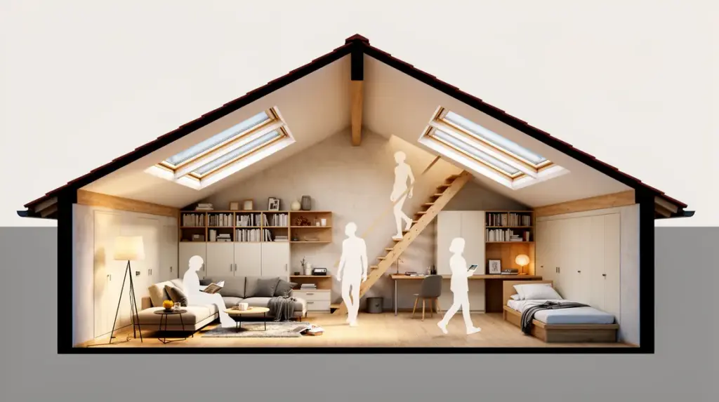 Espace multifonction lumineux amenagement combles photo-realiste