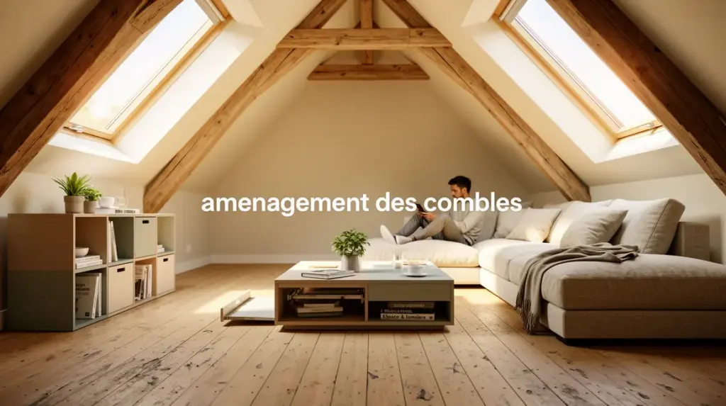 Espace sous les toits rénové aménagement des combles