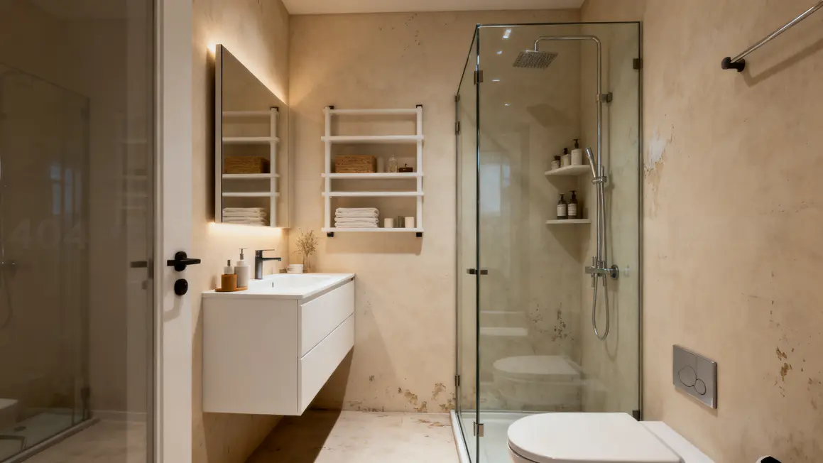 salle de bains compacte : checklist avant de se lancer 3 Salle de bains compacte 4m2 moderne avec mobilier suspendu et rangement mural