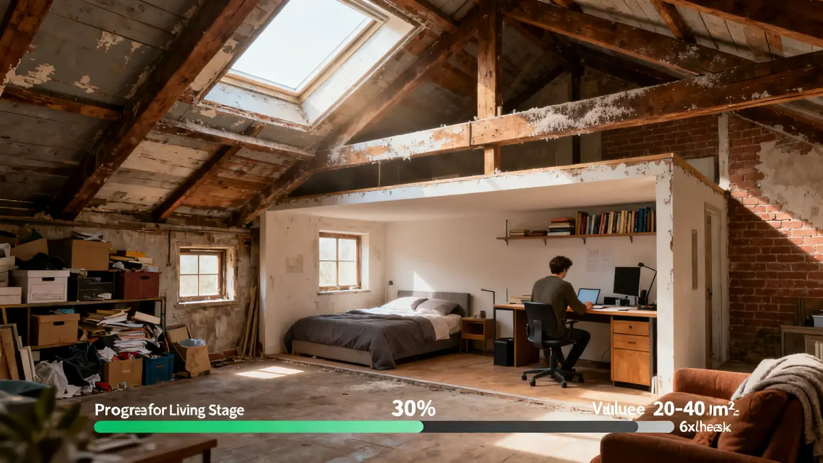Avant apres amenagement des combles surface economique