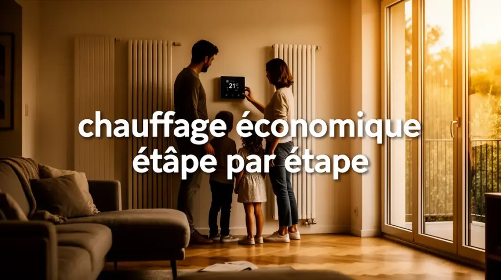 salon moderne famille ajustant chauffage economique