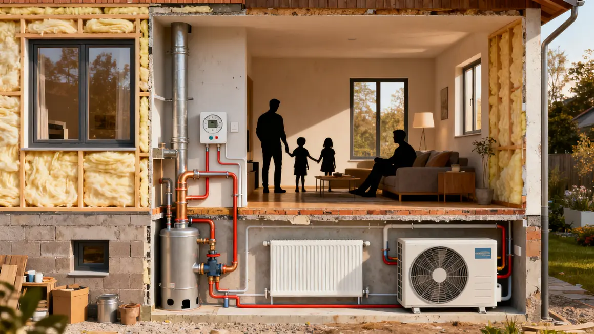 Coupe maison isolation chauffage economique