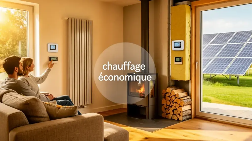 chauffage economique salon radiateur moderne poele bois panneau solaire thermostat isolation