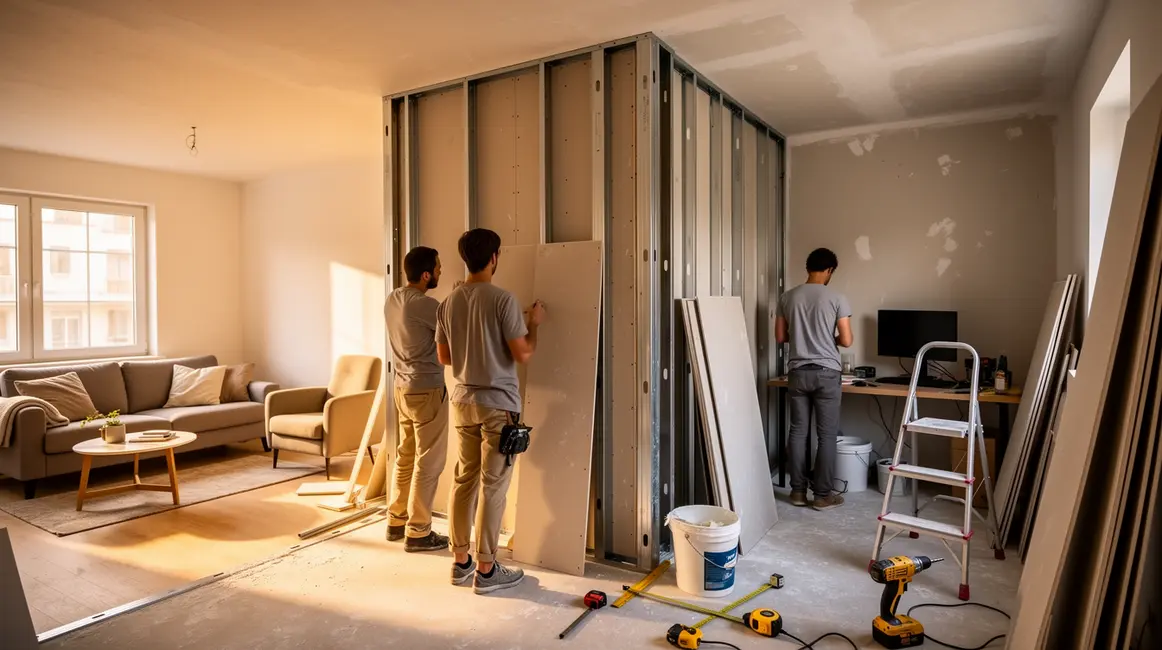 Comment réussir cloison intérieure étape par étape en petit budget 2 cloison intérieure en plaques de plâtre et ossature, séparation salon bureau, petit budget