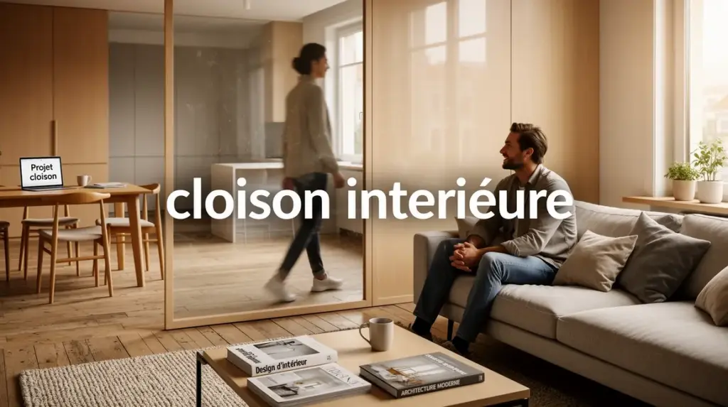cloison intérieure divisant un salon et bureau