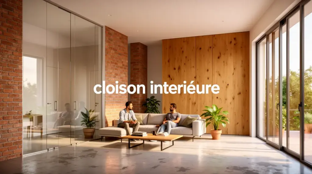 cloison intérieure moderne brique verre bois placo