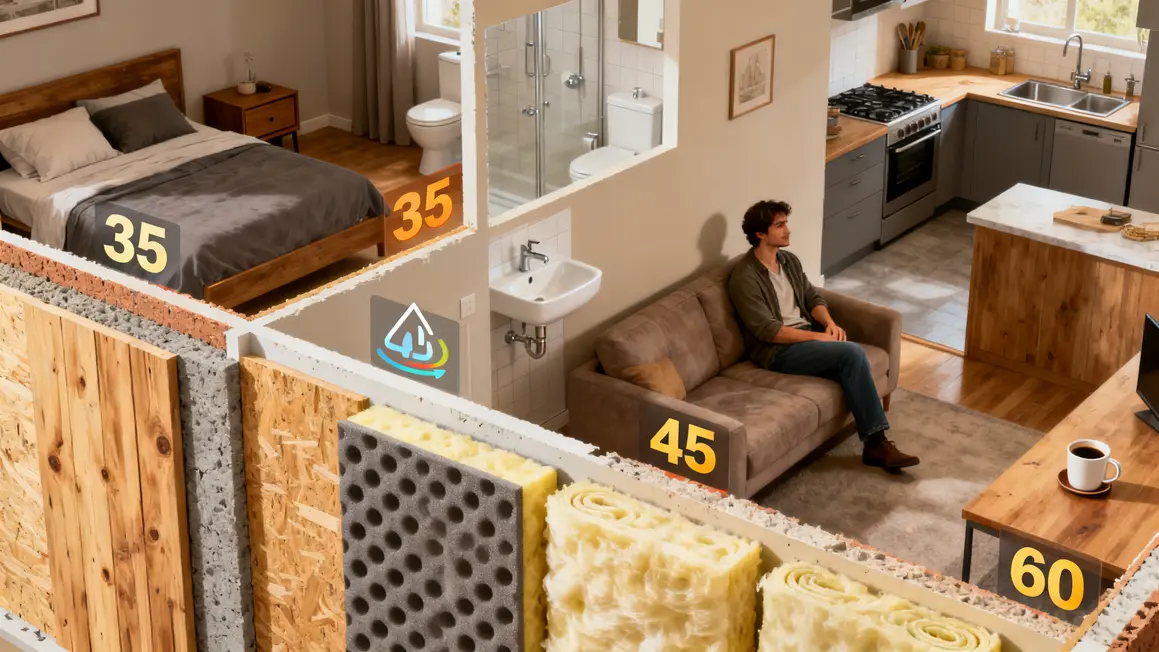 cloison interieure coupe appartement isolation