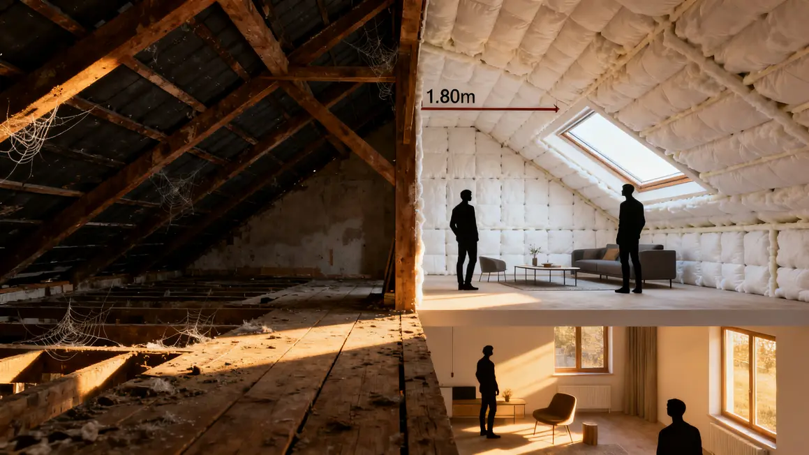 Coupe maison combles non amenages et amenages