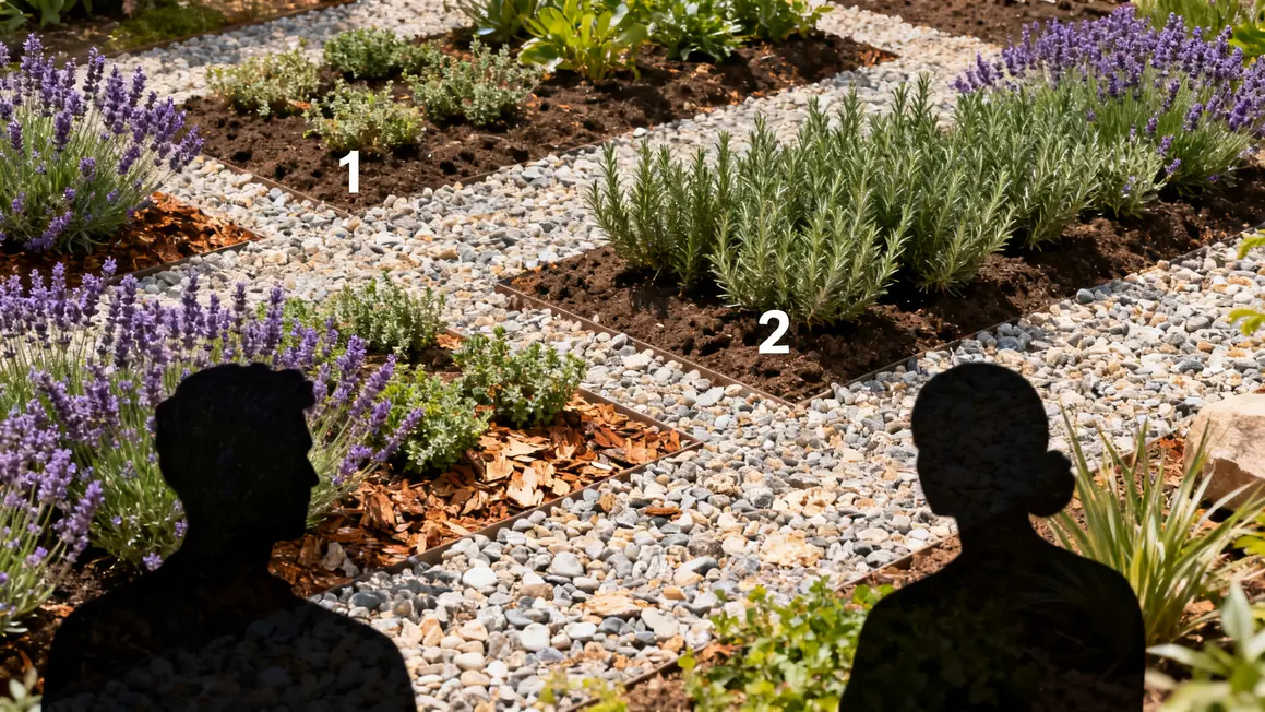 massifs jardin sec lavande gravier paillage minerale