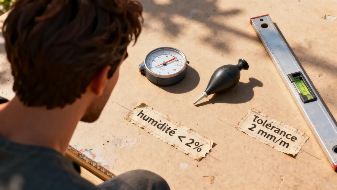 vérification support pose sol stratifié outils humidité