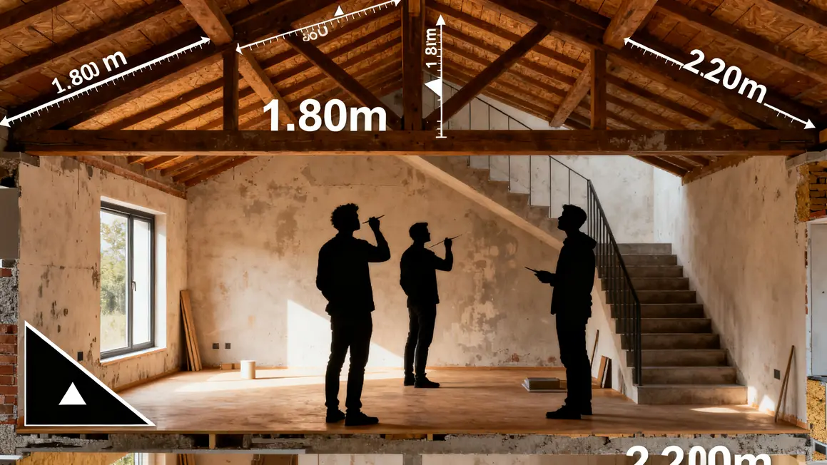 aménagement des combles : comparatif des options possibles 3 Vue coupe inspection combles hauteur pente amenagement