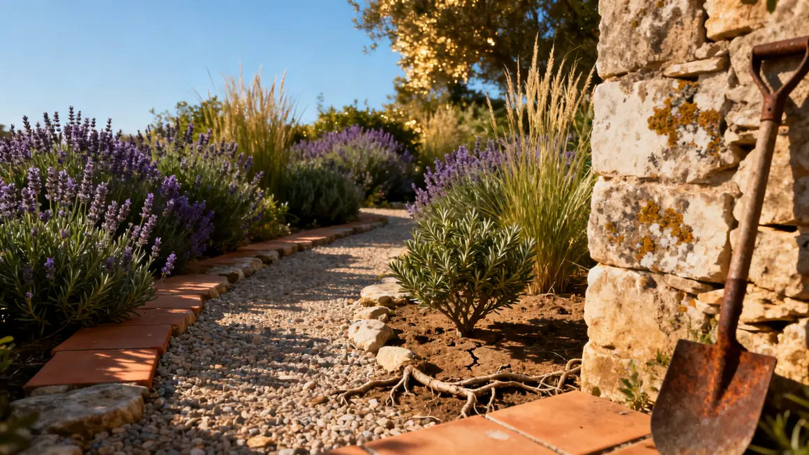 jardin sec : avantages, limites et alternatives en petit budget 3 massifs lavande romarin sol caillouteux jardin sec
