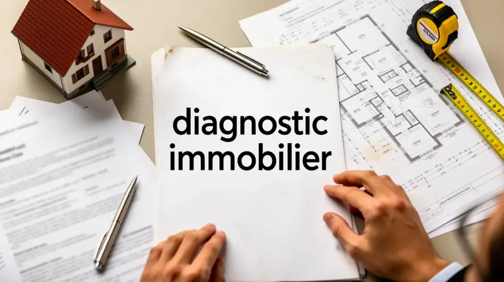 diagnostic immobilier vue bureau documents plans