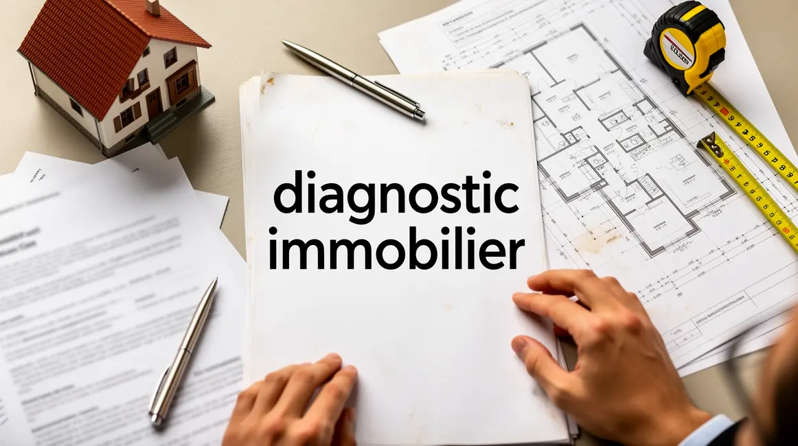 diagnostic immobilier vue bureau documents plans