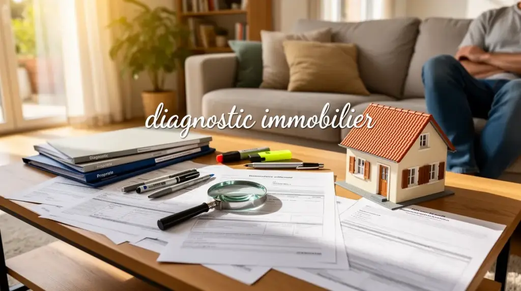 diagnostic immobilier photorealiste salon et documents
