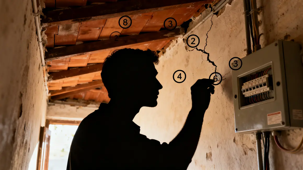 Diagnostic fissures toiture tableau electrique maison ancienne