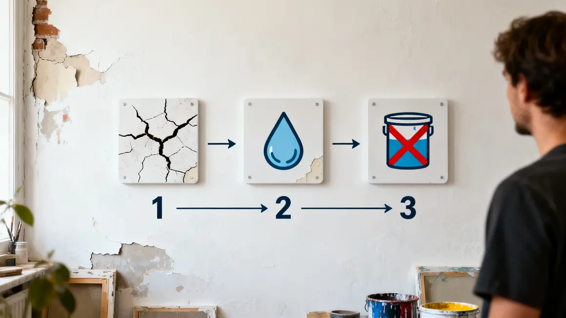 Schéma support abîmé humidité peinture inadaptée