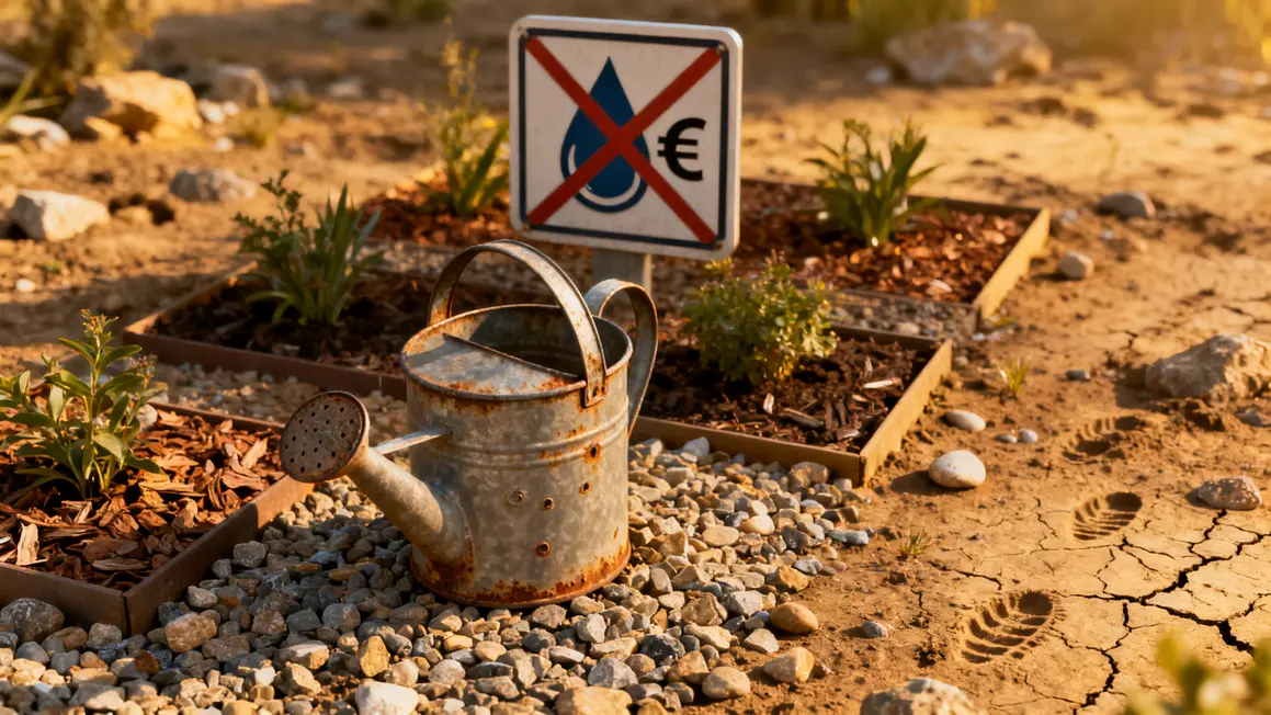 arrosoir vide paillage mineral jardin sec