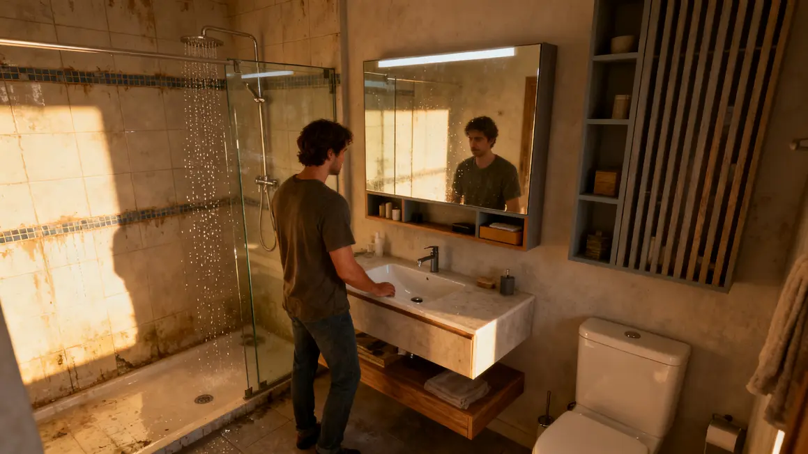 douche italienne compacte meuble miroir wc suspendu rangements