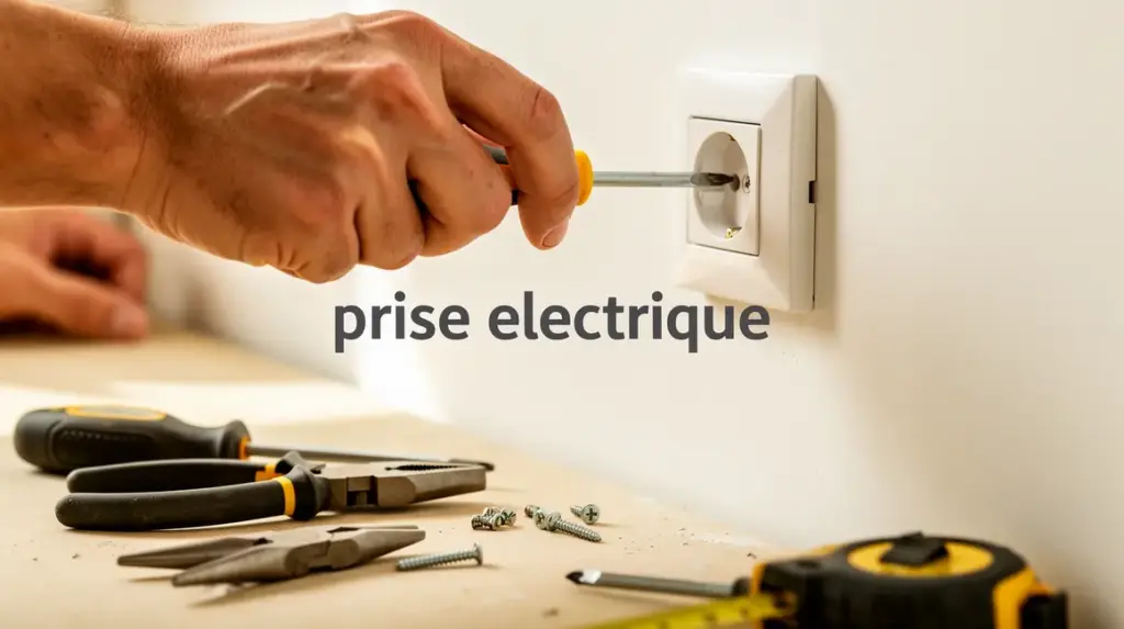 gros plan installation prise electrique mur blanc