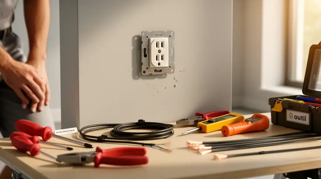 installation prise electrique moderne cables outils
