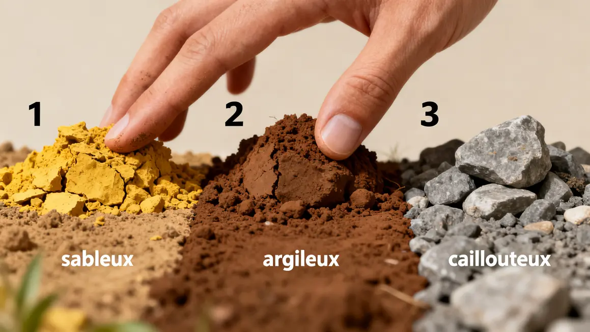 jardin sec : bonnes pratiques pour un résultat durable 4 echantillons sol sableux argileux caillouteux jardin sec