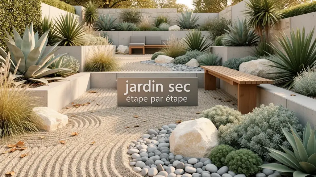illustration jardin sec etape par etape moderne