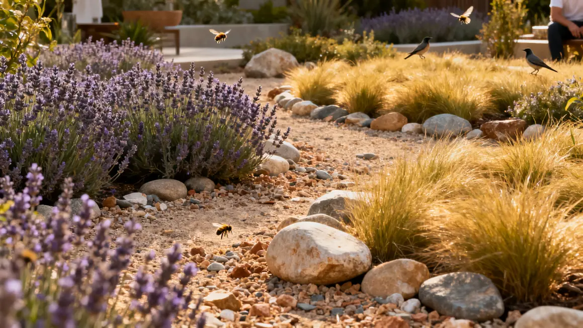 jardin sec : critères de choix vraiment utiles 3 jardin sec lavande graminee paillage mineral biodiversite