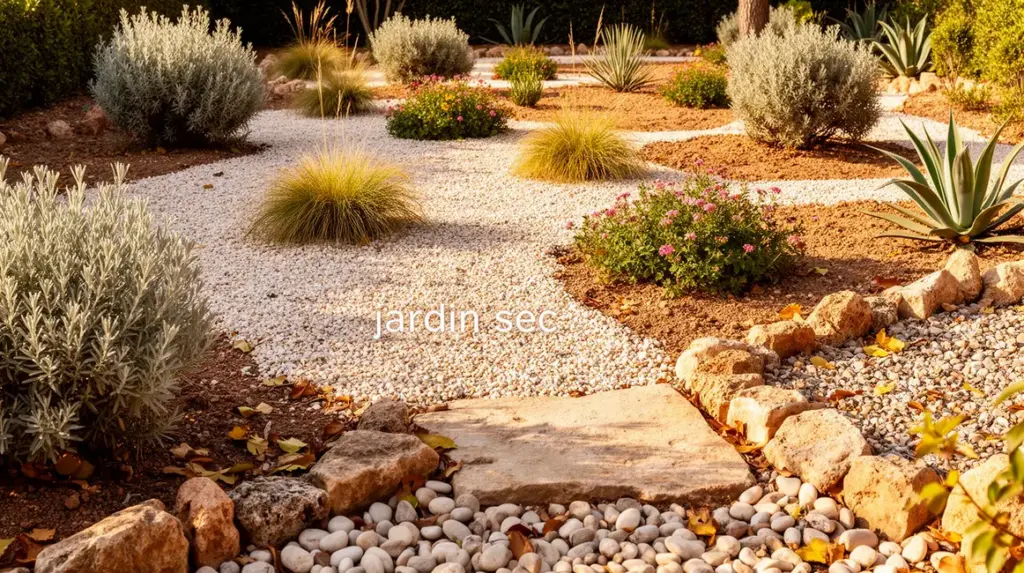 vue panoramique jardin sec mediterraneen moderne graviers succulentes