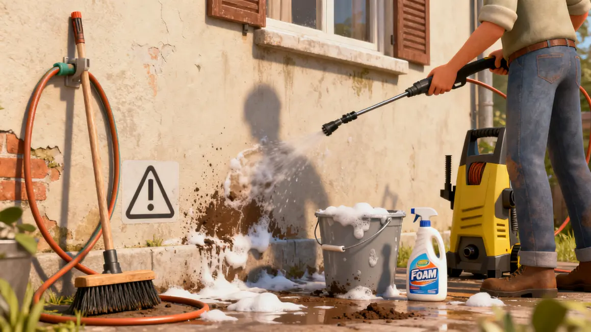 peinture façade : guide débutant sans jargon en petit budget 3 nettoyage façade économique outils mousse