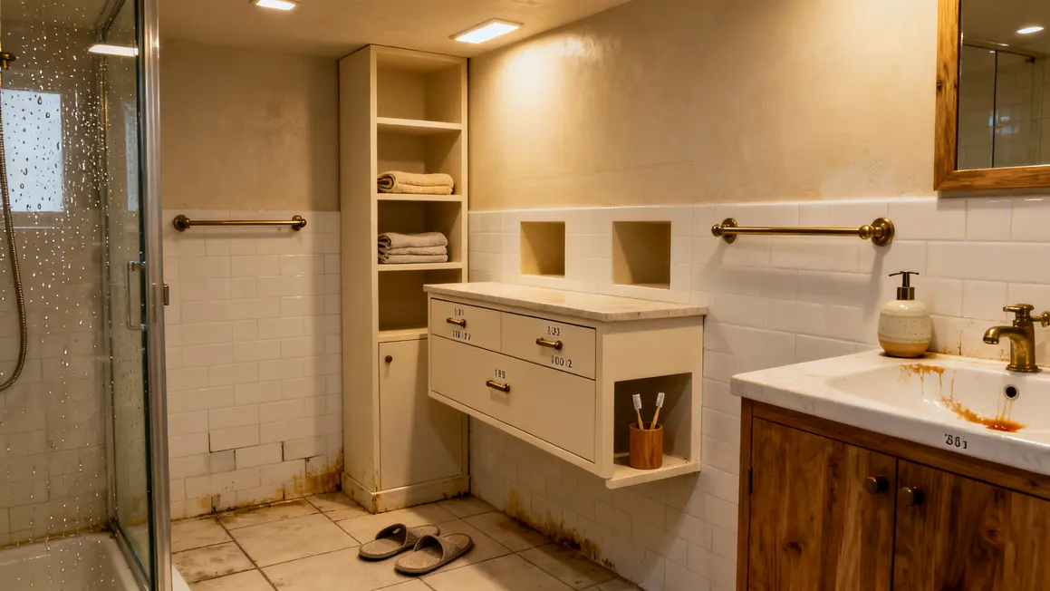 salle de bains compacte : conseils concrets pour éviter les pièges en petit budget 4 Rangement vertical dans une salle de bains compacte