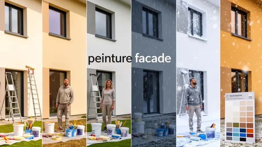 Façade de maison préparée pour peinture en climat varié