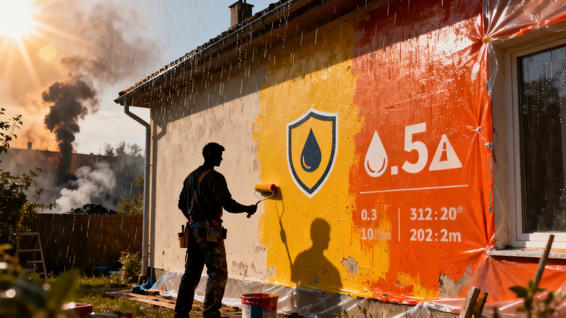 peinture façade : critères de choix vraiment utiles 3 Mur de maison avec peinture contre pluie UV pollution