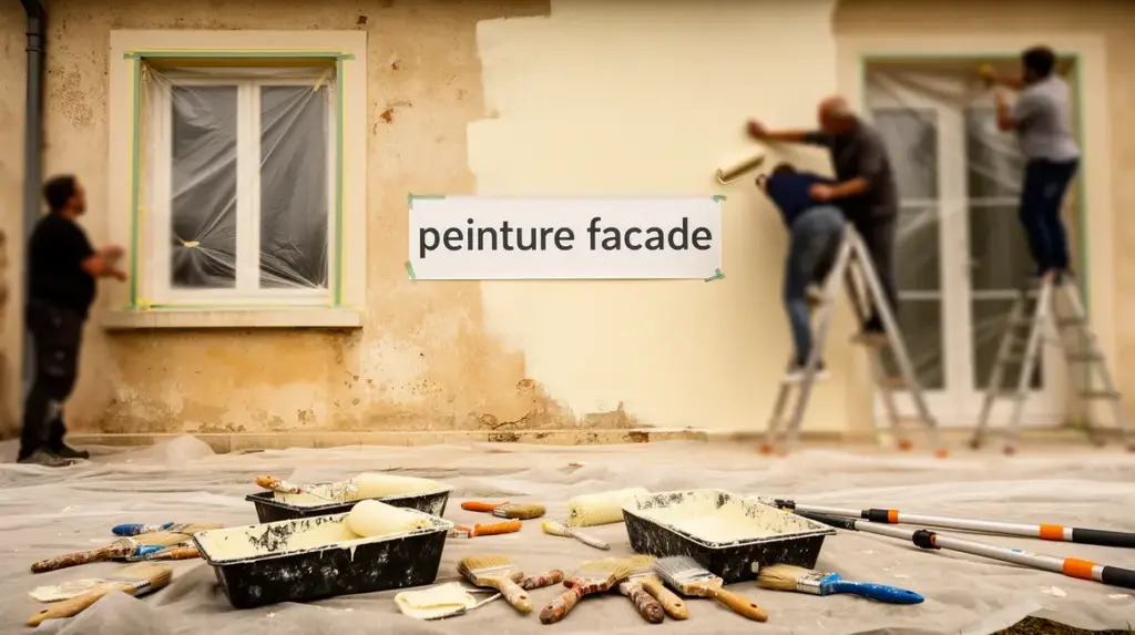 Rénovation façade maison outils peinture protections