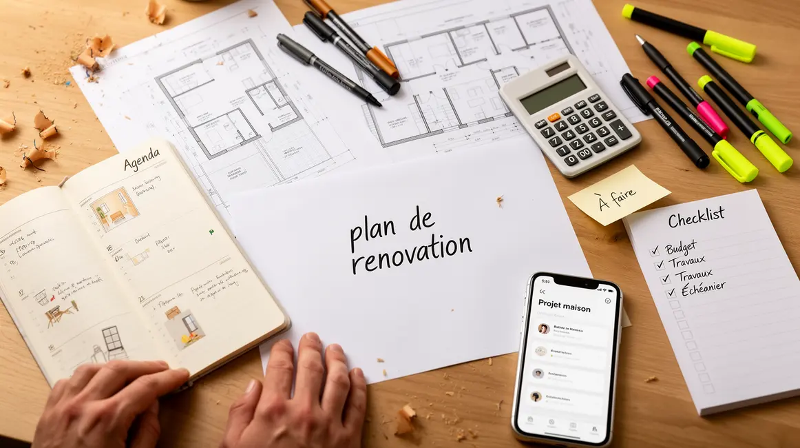 plan de rénovation : checklist avant de se lancer 2 plan renovation checklist sur bureau vue du dessus