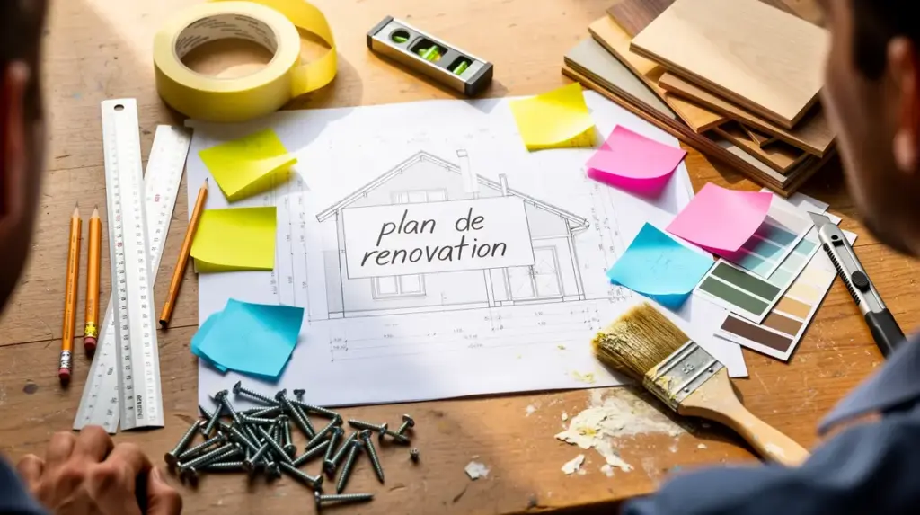 plan de renovation papier outils post-it budget travaux