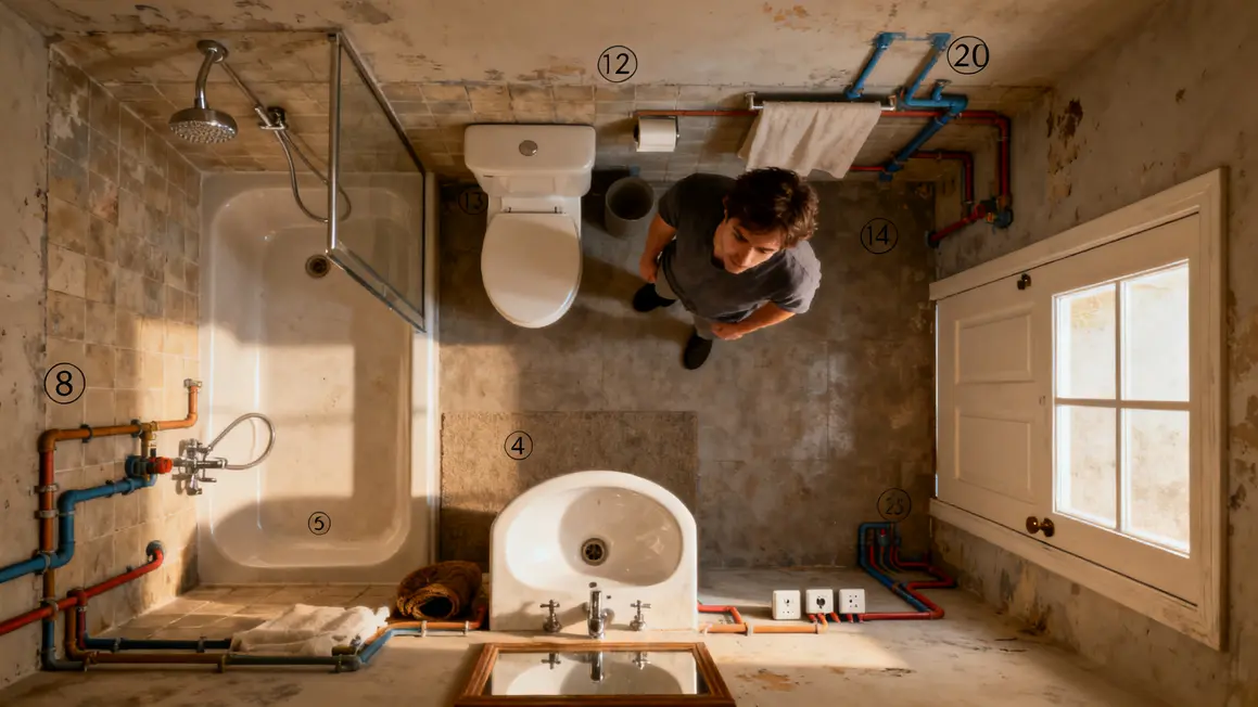 Bien choisir salle de bains compacte : méthode simple et fiable en petit budget 3 Plan schématique salle de bains compacte avec mesures