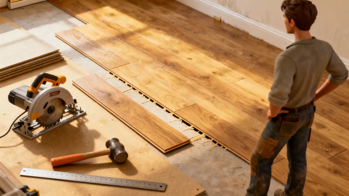 pose sol stratifié outils sous-couche étape