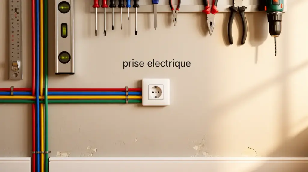 prise electrique installee mur outillage securite