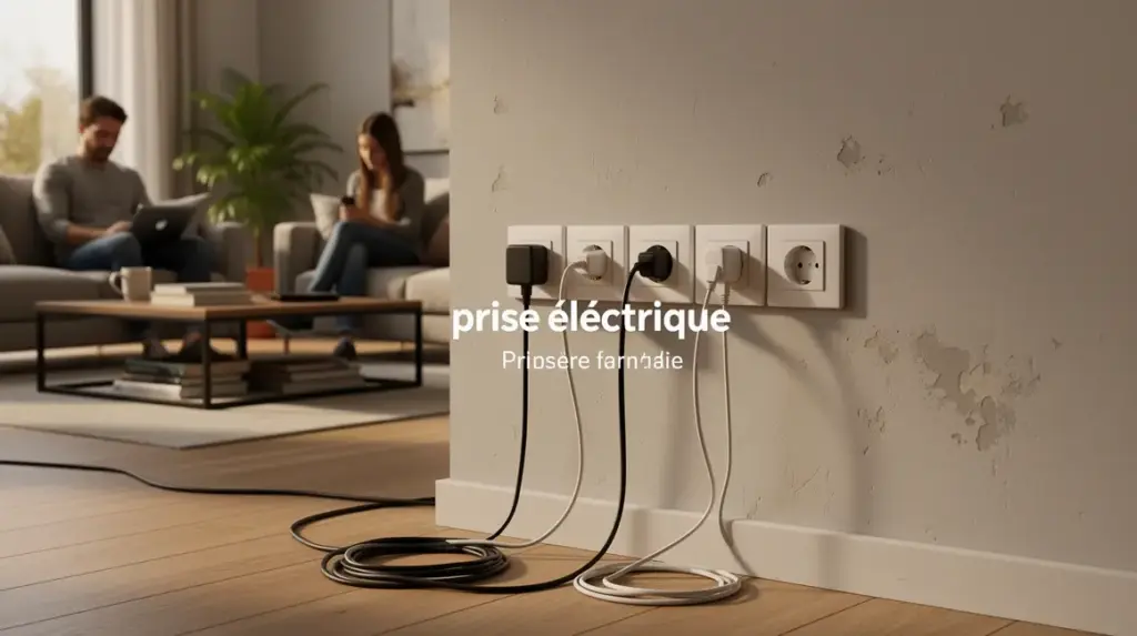 prise electrique murale dans salon lumineux