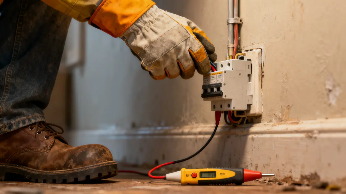 Comment réussir prise électrique étape par étape en petit budget 3 disjoncteur testeur prise electrique gant caoutchouc