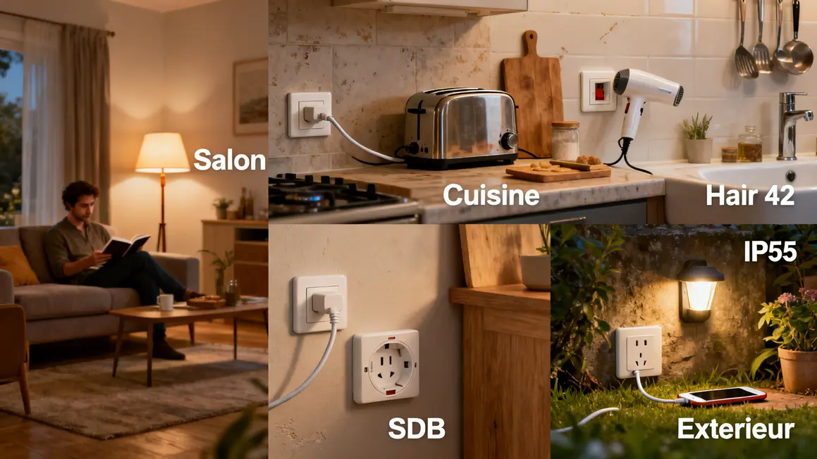 tableau usages prise electrique par pièce