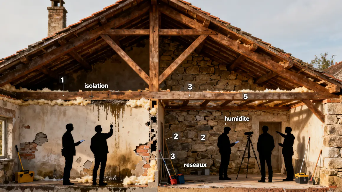 rénovation de maison ancienne en 2026 : points clés à connaître en petit budget 3 Renovation maison ancienne 2026 diagnostic structure