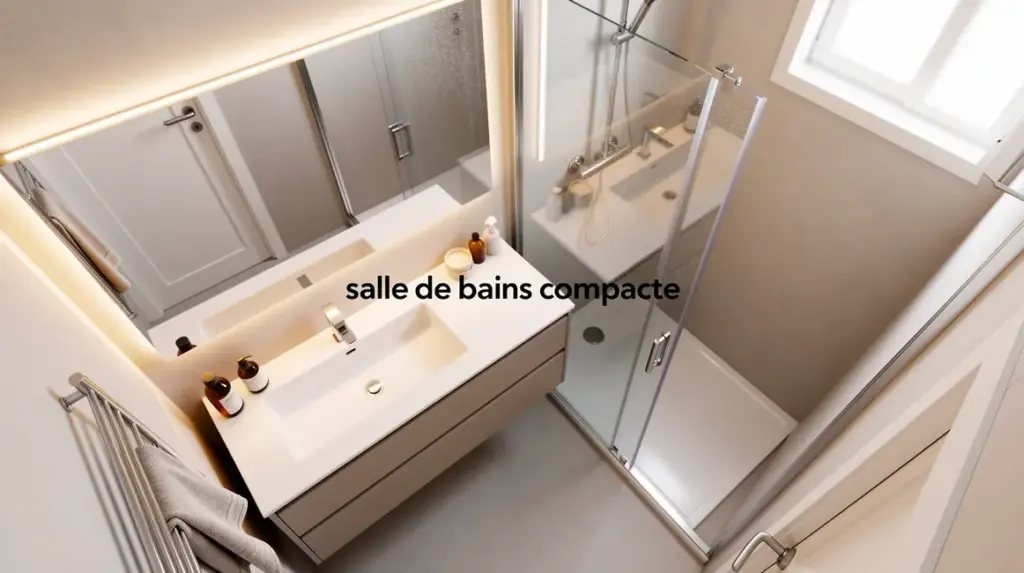 Salle de bains compacte moderne vue agencement astuces